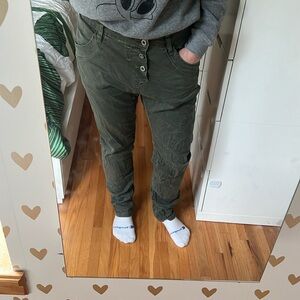 Please relaxed low fit baggy jeans - olive army green khaki